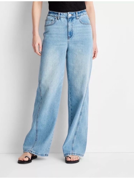 Future Collective Denim - Light Wash High-Rise Wide-Leg Jeans for Women by Future Collective  Size 6